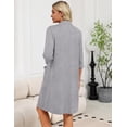 thumbnail image 5 of EKOUAER Zipper Robes for Women 3/4 Sleeve Housecoats Knee Length Bathrobe Lightweight Nightgown with Pockets, 5 of 6