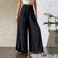 thumbnail image 2 of hoksml Women's Chiffon Wide Leg Palazzo Pants, High Waist Flowy Trousers with Pockets for Summer, 2 of 7