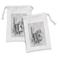 thumbnail image 1 of Sketchy Fabric Pouch Set of 2, Historical Ruins Colosseum Art Italy Rome Antique Cultural Inspiration, Small Drawstring Bag for Toiletries Masks and Favors, 9" x 6", Beige Black, by Ambesonne, 1 of 2
