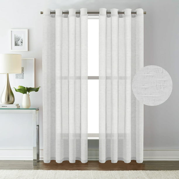 Rich Natural Linen Sheer Curtains For, Sheer White Curtain Panels