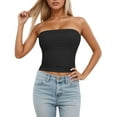thumbnail image 2 of Tube Tops Women'S Tube Top Sleeveless Stretchy Camisole Removable Padding Strapless Shirt For Layering And Outerwear Black XS, 2 of 6