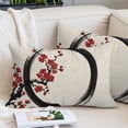 thumbnail image 2 of Cherry Blossom Throw Pillow Cover 16 x 24 Inch Decorative Pillow Cover Asian Japanese Red Plum Flower Retro Beige Lumbar Pillowcase Seasonal Rectangle Cushion Case for Couch Sofa Bed Living Room, 2 of 9