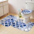thumbnail image 2 of Blue Morocco Bath Mat 3 Piece Bathroom Rug Set, Vintage Graffiti Paint Art Boho Dappled Non Slip Bath Rug Contour Mat and Toilet Lid Cover, Absorbent Shower Mats Soft Bath Rugs and Mats Sets, 2 of 8