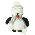 thumbnail image 2 of 7" Black and White Plush Penguin with Striped Scarf Christmas Figurine, 2 of 2