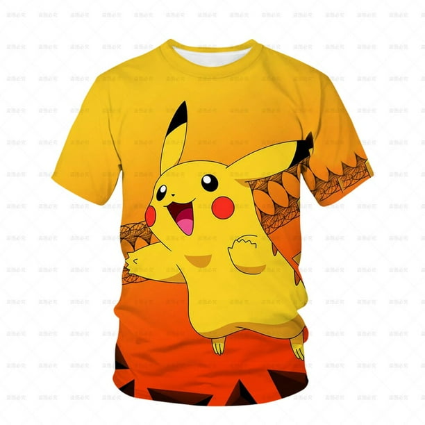 Camiseta de pokemon para niños, camiseta de pokemon con estampado de Anime, camisetas divertidas Harajuku estampadas, ropa para niños y niñas, tops geniales de verano 130 heqiyong CONDUJO