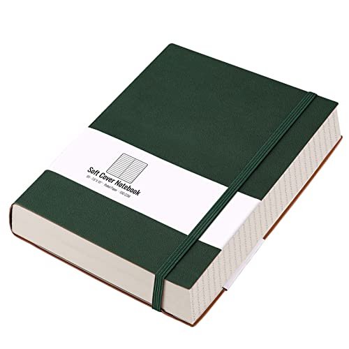 Cuaderno p/ universidad AHGXG - 320 pág., gran cuaderno B5 c/ línea, papel grueso 100gsm, cubierta de cuero sintético, 7.6'' X 10''- Verde