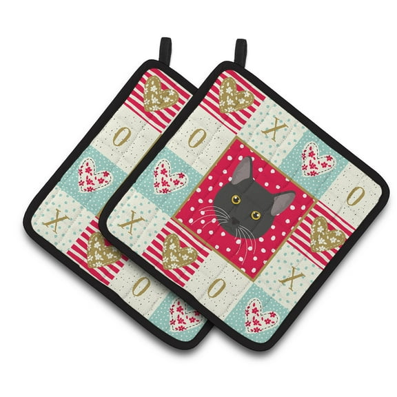 Carolines Treasures CK5091PTHD Bombay Cat Love Pair of Pot Holders, 7.5HX7.5W, multicolor