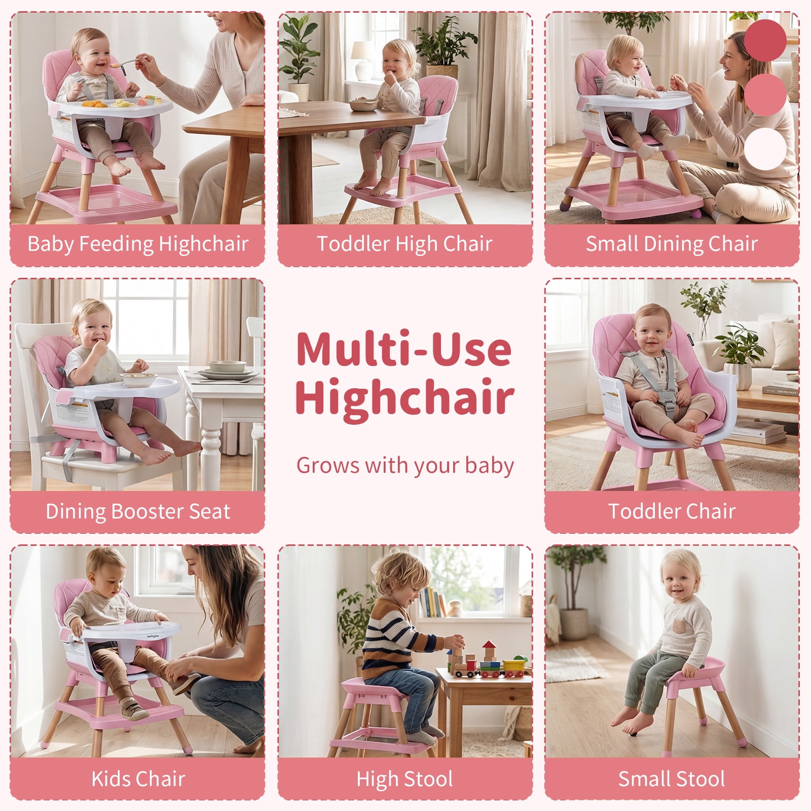 Infans 9-in-1 Convertible High Chair w/Harness & Waterproof Cushion for Babies Toddlers