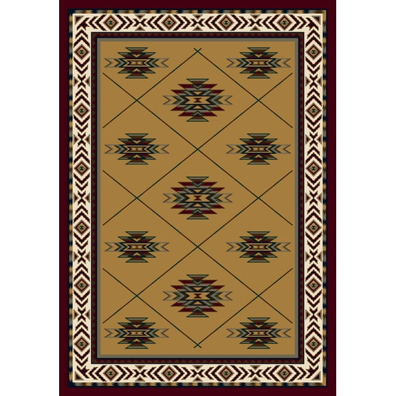 Milliken Signature Area Rug SHIBA TOPAZ GARNET Shiba Topaz Garnet Jagged Bulbs 5' 4" x 7' 8" Oval