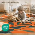 thumbnail image 4 of ODIKA 9'x12' Orange Blossom Timeless Floral Design Washable Area Rug Elegant Vintage Garden VII Inspired Patterns Non-Shedding, Easy Care for Master Suite, California King, Under Bed, 4 of 7