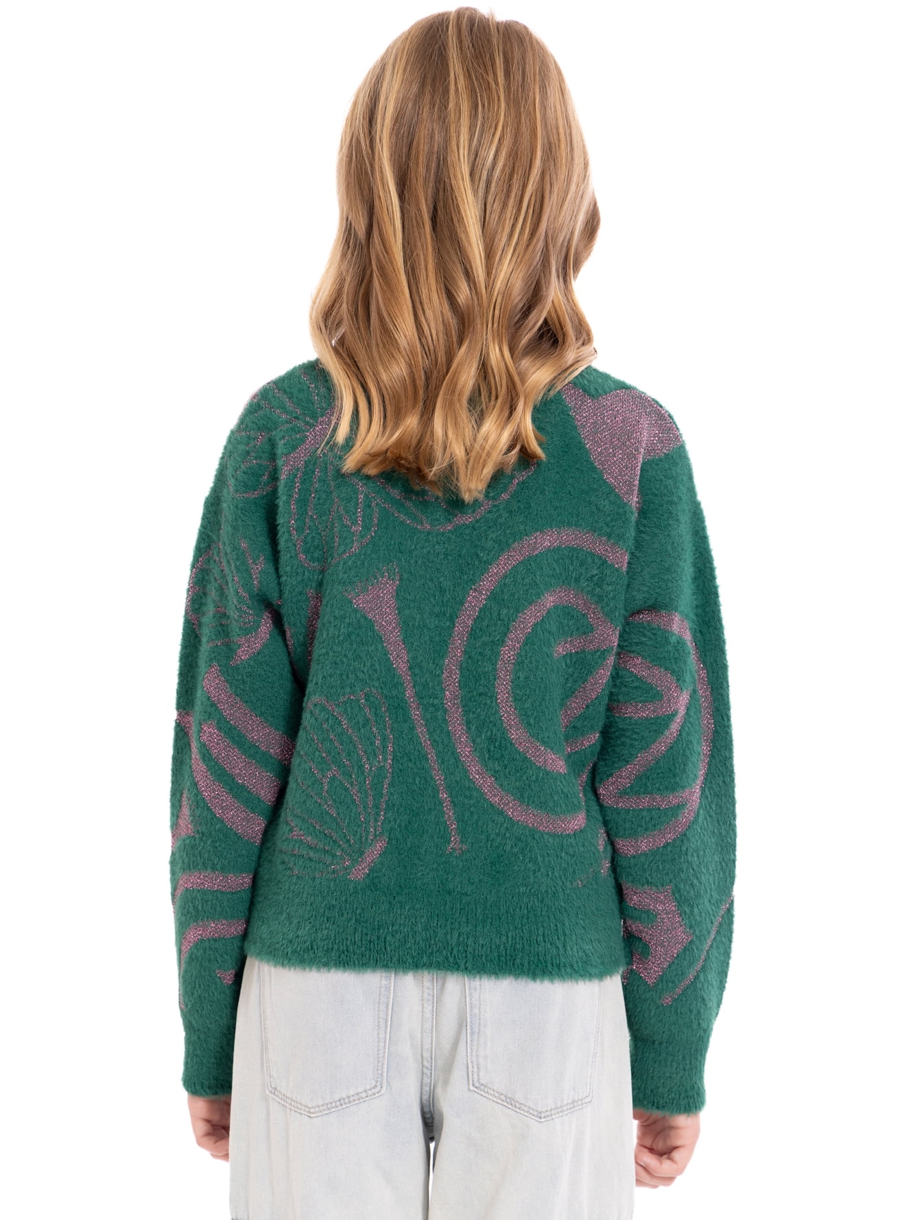 Wicked: For Good Girls Graphic Eyelash Knit Glitter Sweater, Sizes 4-16
