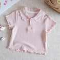 thumbnail image 4 of Bixock Summer Toddler Girls Tee Cotton Short Sleeve Shirts Doll Collar Tops for Girls Clothes 0-8 Years Solid Color Sweet Style Casual School Uniforms Daily Tops, 4 of 6