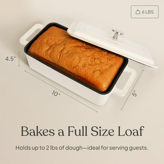 Cast Iron Bread Oven, 10" x 5" Full Size Loaf - Dutch Oven Bread Cloche with Steam Circulating Lid for Perfect Sourdough