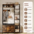 thumbnail image 2 of Entryway Hall Tree with Bench and Storage, Hall Tree with Coat Rack, Coat Tree, Shoe Rack Organizer for Hallway, Entryway, Bedroom, Brown, 2 of 8