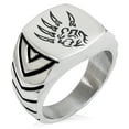 thumbnail image 1 of Stainless Steel Ferocious Bear Claw Chevron Pattern Biker Style Polished Ring, 1 of 1
