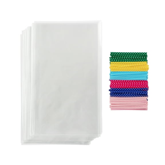 Prestee 200 Pack Clear Plastic Cellophane Bags - Goodie Bags | 6X10 With 4" Twist Ties | Candy Bags | Cookie Bags | Treat Bags | Clear Gift Bags | Cellophane Treat Bags