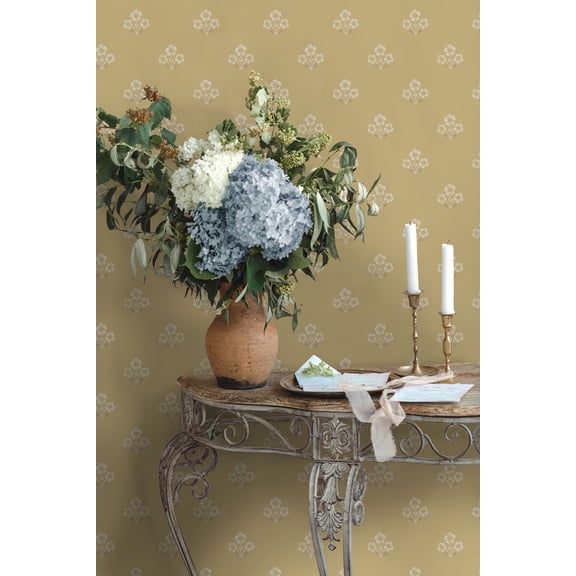 Ochre Timeless Bloom Floral Print Non Woven Non-Pasted Textured Wallpaper 57 Sq. Ft.
