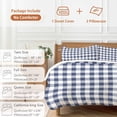 thumbnail image 6 of 3 Piece Navy Blue White Plaid Duvet Cover Set Queen Size, Microfiber Comforter/Quilt Cover with Corner Ties and 2 Pillowcases, Farmhouse Checkered Buffalo All Season Soft Bedding with Zipper Closure, 6 of 8