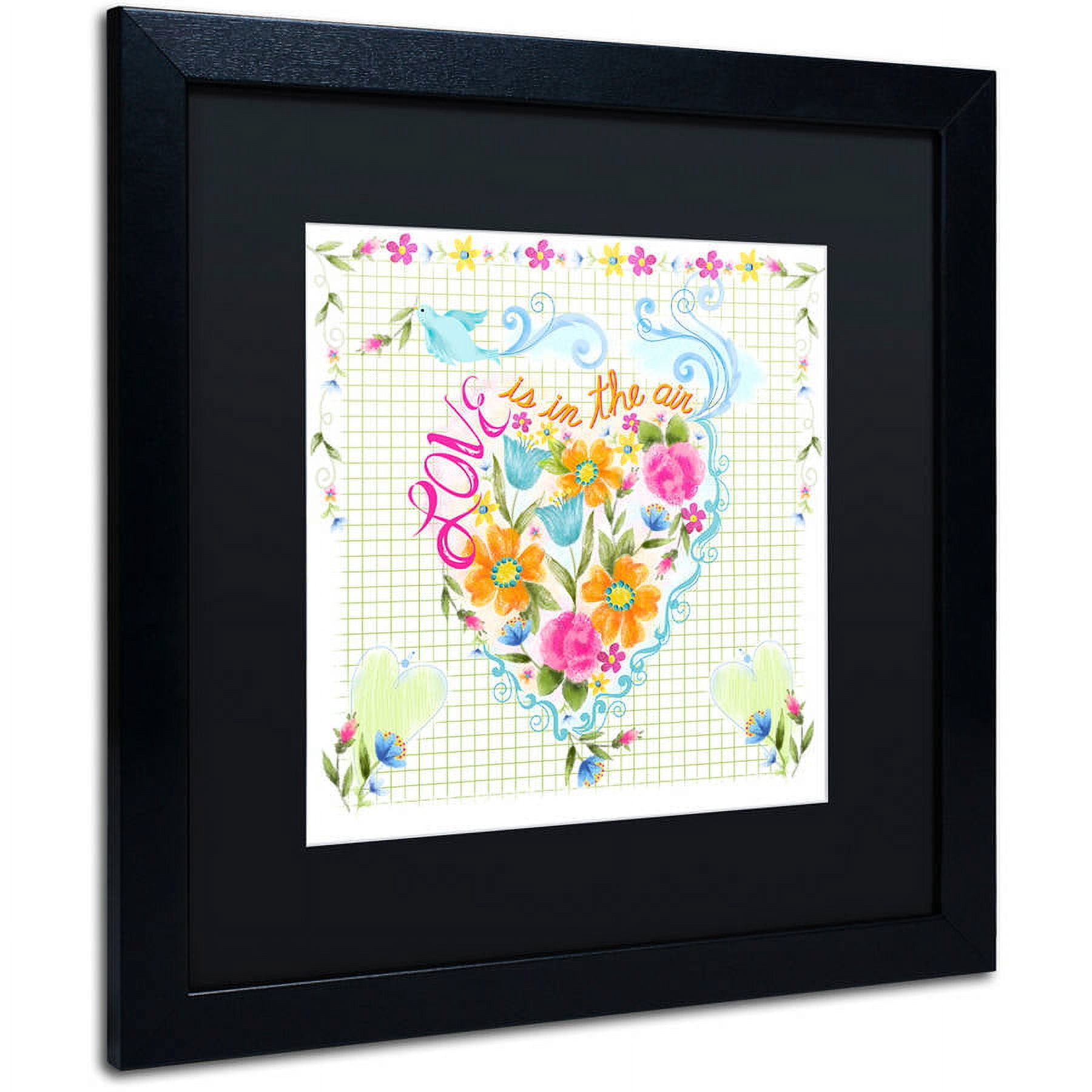 Trademark Fine Art "Love Heart" Canvas Art by Lisa Powell Braun, Black Matte, Black Frame