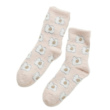 

GENEMA Women Winter Fuzzy Plush Slipper Socks Cute Cartoon Cow Cat Animal Pattern Cozy Warm Fluffy Sleep Stockings Foot Warmer