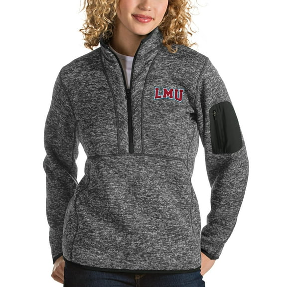 Loyola Marymount Lions Antigua Women's Fortune Half-Zip Pullover Sweater - Heather Black