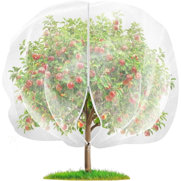 4PC Large Fruits Tree Netting, 2.3 x 3.3 FT Garden Insect Netting Plant Cover with Zipper and Drawstring Transparent Bird Plant Barrier Flower Fruits Mesh Screen for Preventing Deer Squirrel Bug