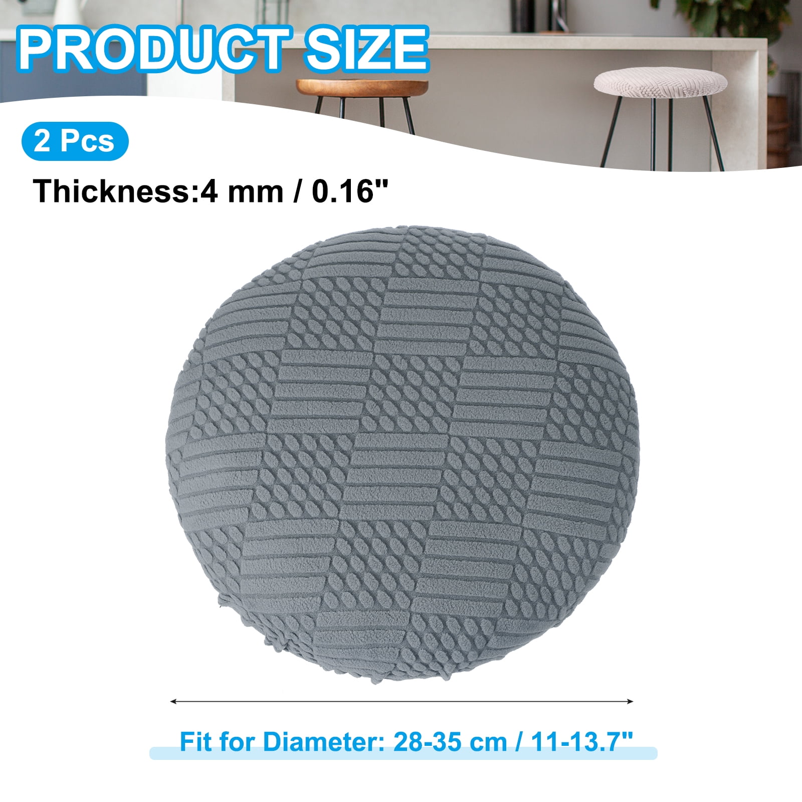 Unique Bargains Elastic Stool Cushion Slipcover Stretchy Chair Bar Stool Covers Dark Gray