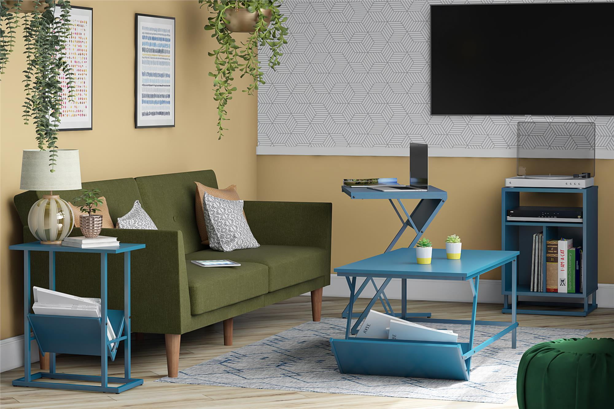 Novogratz Regal Laptop Couch Desk & Accent Table, Olive Green