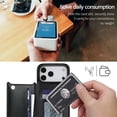 thumbnail image 4 of Phone Case with Card Holder, PU Leather Kickstand Wallet Case for iPhone 12 13 14 15 16 17 Pro Max Plus Air, 4 of 9