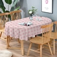 thumbnail image 2 of Pink Oval Tablecloth, Pink Oval Checkered Plaid Gingham Tablecloth, Pink Heart Print Table Cloth, Summer Waterproof Wrinkle Free Tablecloth for Oval Tables 60 X 84Inch, 2 of 3