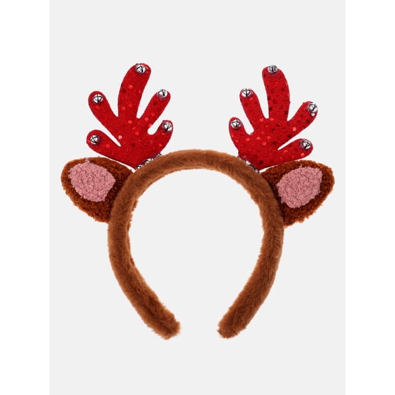 Women's Plush Reindeer Antler Headband from Way to Celebrate, Red/Brown, 1-Piece