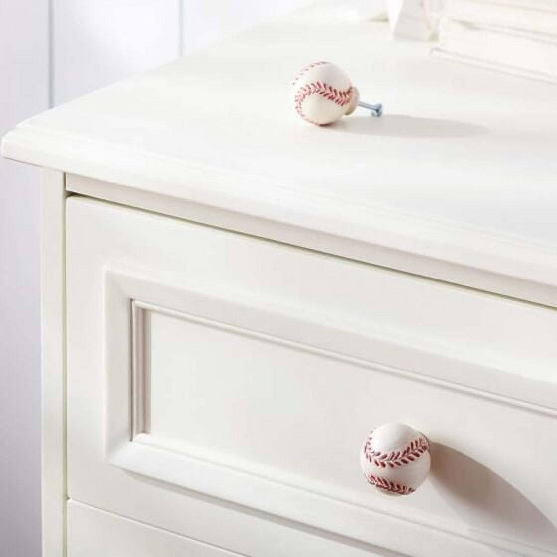 Rok 5-Pack Go Team Collection Polyester White 1-1/4" Diameter Baseball Cabinet Hardware Knob