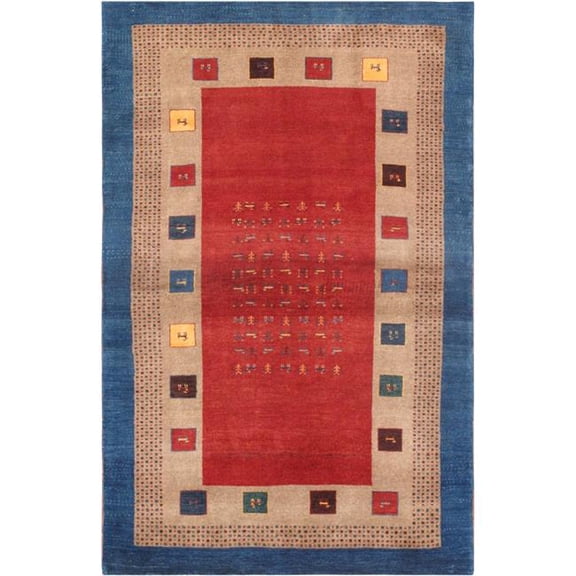 Gabbeh Collection Hand-Knotted Lamb's Wool Area Rug- 3' 11' X 6' 3'