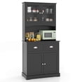 thumbnail image 1 of Costway 67" Kitchen Buffet Freestanding Pantry Cabinet Sideboard with Tempered Glass Doors Black, 1 of 10