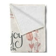 thumbnail image 2 of Enjoy the Little Things Soft Flannel Fleece Blanket, Flower and Leaf Silhouettes with Colorful Dots on Eggshell Backdrop, Cozy Plush for Indoor and Outdoor Use, 50" x 70", Multicolor, by Ambesonne, 2 of 5