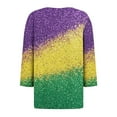 thumbnail image 4 of Xqxayjr Ladies Loose Fitting 3/4 Sleeve Mardi Gras T-Shirts Summer Tops Button V Neck Sequin Bling Glitter Carnival Costumes Tshirts Shirts Trendy Summer Green Tshirts Outfits, 4 of 5