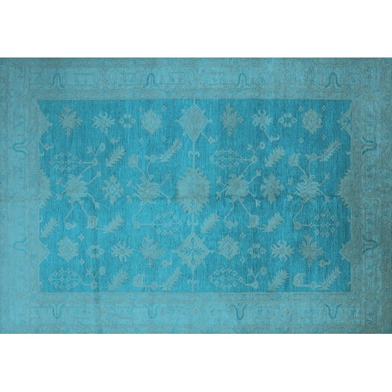 Ahgly Company Indoor Rectangle Oriental Light Blue Industrial Area Rugs, 7' x 9'