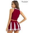 thumbnail image 2 of Doomiva Women's Adult Cheerleading Uniform Mini Pleated Skirt Schoolgirl Role Play Outfits Wine Red XXL, 2 of 7