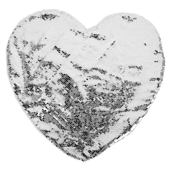 Silver Sequin Heart Shaped Pillow Cover for Home Use Comfortable Durable Decorative Throw Pillow Case 12x16 inches
