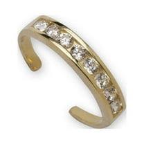 14k Yellow Gold Cubic Zirconia Adjustable Elegant Multistone Body Jewelry Toe Ring