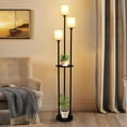 thumbnail image 4 of Lighting Fixtures Floor Lamp with Shelves, Modern Floor Lamps for Living Room, 3-Lights Standing Lamp with Linen Shade and Foot Switch, Industrial Standing Lamps for Bedroom, Black Tall Table Lamp fo, 4 of 9