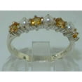 thumbnail image 3 of LBG 18k White Gold Cultured Pearl & Citrine Womans Eternity Ring - Size 11, 3 of 6