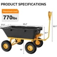 thumbnail image 6 of Neatifyes Heavy Duty Dump Cart Wagon, 800LBS Quick-Release Dump Poly Wheelbarrow, 10in All-Terrain Pneumatic Tires Garden Wagon for Garden, Yard, Beach, 6 of 8