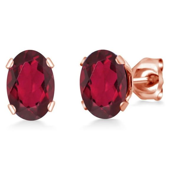 Gem Stone King 1.60 Ct Oval 7x5mm Red Mystic Topaz Brass Rose Gold Plated Brass Stud Earrings for Women Men