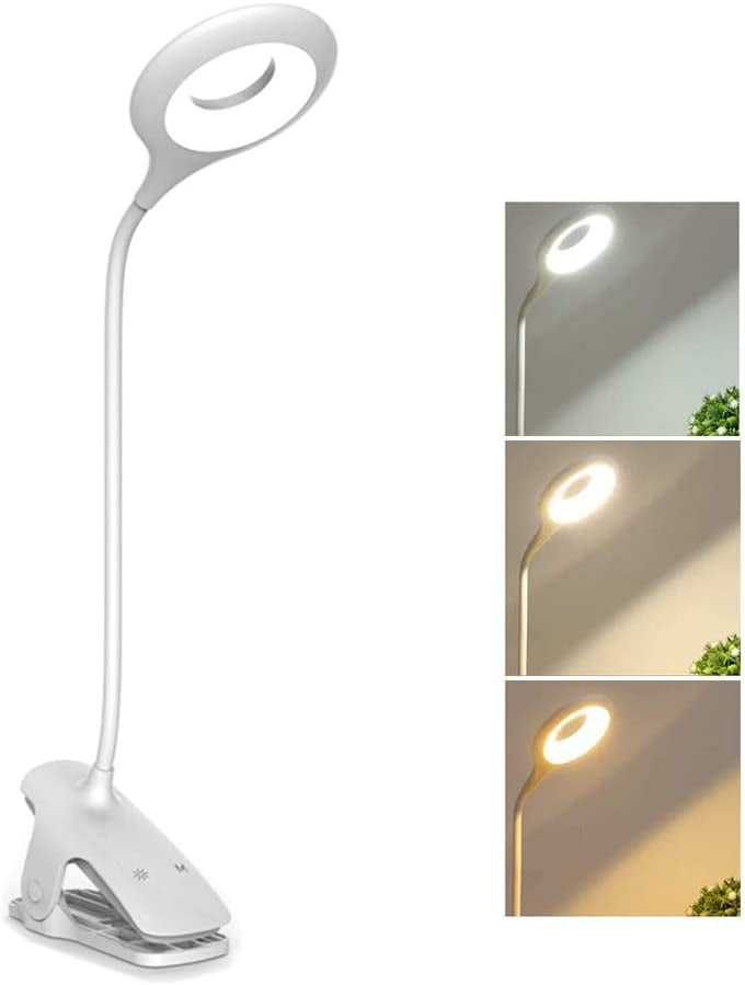 Portable USB Rechargeable LED Desk Lamp Clip Fan for Student Bed Office Table Baby Carriage（Blue） Clip Fan Shower Desk Lamp Fan