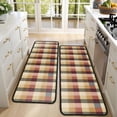 thumbnail image 4 of Kitchen Rugs Sets Of 2,Brown Beige Green and Red Checkered Pattern Anti Fatigue Kitchen Mat Rugs Non Slip Washable,Decorative Kitchen Floor Mats for Kitchen,Sink,Laundry,17"x47"+17"x47", 4 of 5