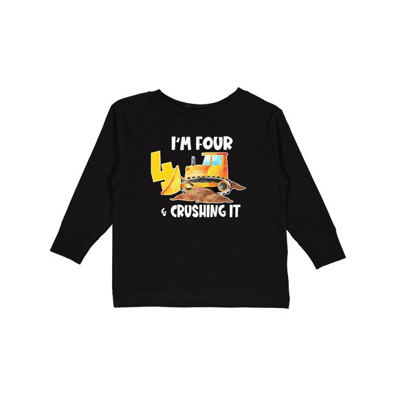 Inktastic I'm 4 and Crushing It Construction 4th Birthday Boys or Girls Long Sleeve Toddler T-Shirt