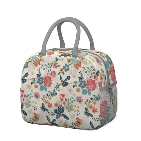 Obrewu Pioneer Flower Lunch Bag for Adult, Insulated, Leakproof, Oxford Cloth