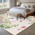 thumbnail image 4 of 5'x7' Area Rugs for Living Room Bedroom, Pink Purple Flower Washable Rug Carpet Runner Indoor Outdoor, Spring Farmhouse Country Floral Leaf Non Slip Floor Mats Area Rug for Kitchen, Nursery, 4 of 8