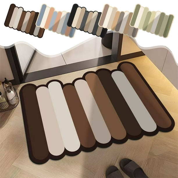 Tapete de baño Diatomite 16x24in - Súper absorbente, secado rápido, respaldo de goma antideslizante, alfombra lavable para baño y ducha